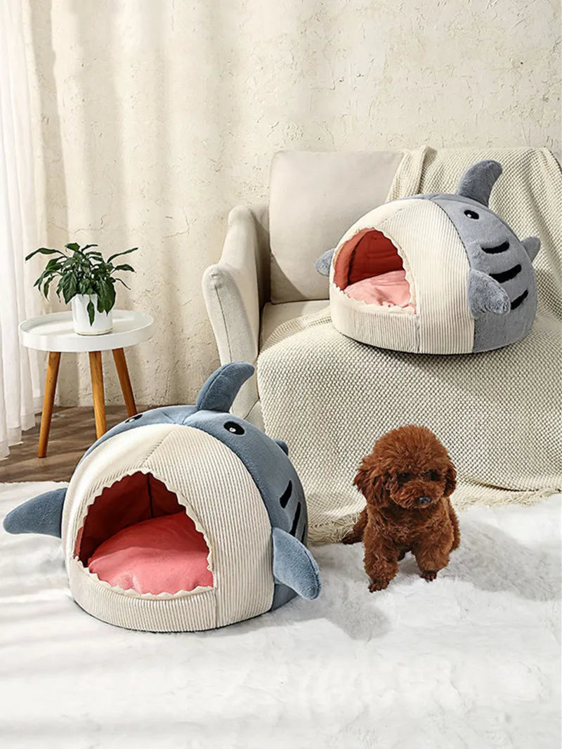 Dog Bed Winter Warm Semi-Enclosed Big Mouth Shark Dog Kennel Cat Pad Pet Supplies Comfortable Cat House Sleep Bag Dropshipping