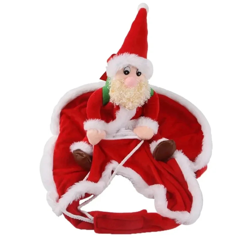 Christmas Dog Costume Funny Christmas Santa Claus Riding on Dog Pet Cat Holiday Outfit Clothes Dressing up for Halloween Xmas #FF0000